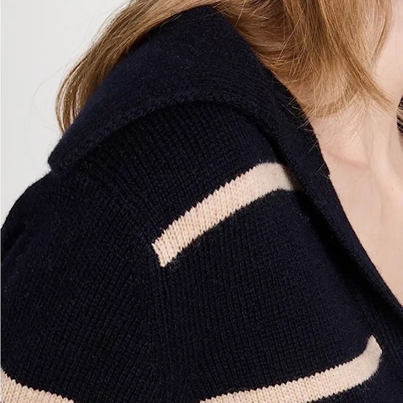 Vince Johnny-Collar Stripe Wool-Cashmere Sweater - Picture 9 of 14